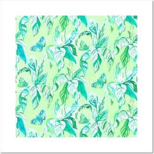 Green Butterfly Garden Posters and Art